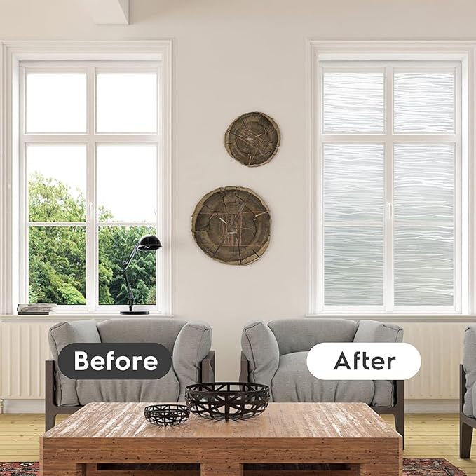 rabbitgoo Window Privacy Film Frosted Glass Film Removable Vinyl Door Coverings UV Blocking Decorative Static Cling Non-Adhesive Window Clings Sticker for Home Decor, 23.6 x 78.7 Inches