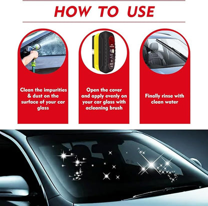 Automotive Oil Film Cleaning Brush with Reusable Foam Sprayer, Upgraded Antifog Glass Cleaning Board, Glass Oil Film Remover for Car Windows & Windshields, Versatile Car Glass Cleaner Brush (Black)