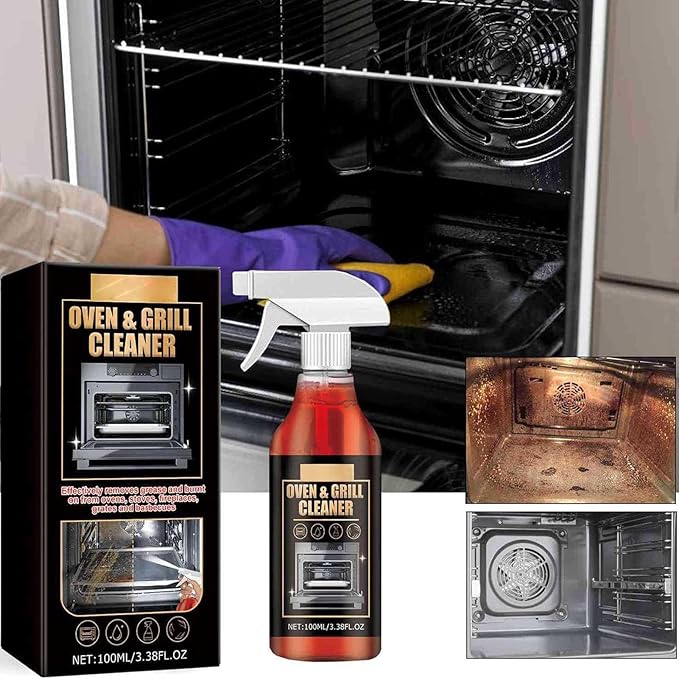 Oven & Grill Cleaner Spray - Oven and Grill Cleaner Heavy Duty Spray, Kitchen Heavy Duty Oil Stain Remover, Grill and Smoker Cleaner and Degreaser, Multi-purpose Stubborn Stains Cleaner (3)