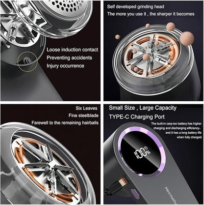 LED Digital Fabric Razor - 6 - Blades, C-Type Quick Charge for Easy Lint Removal