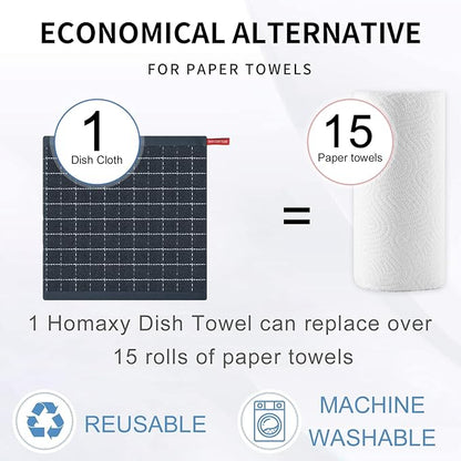 Homaxy 100% Cotton Terry Kitchen Dish Cloths, Ultra Soft and Absorbent Dish Towels for Kitchen, Suitable for Drying and Washing Dishes, 24 Pack, 12 x 12 Inches, Dark Grey