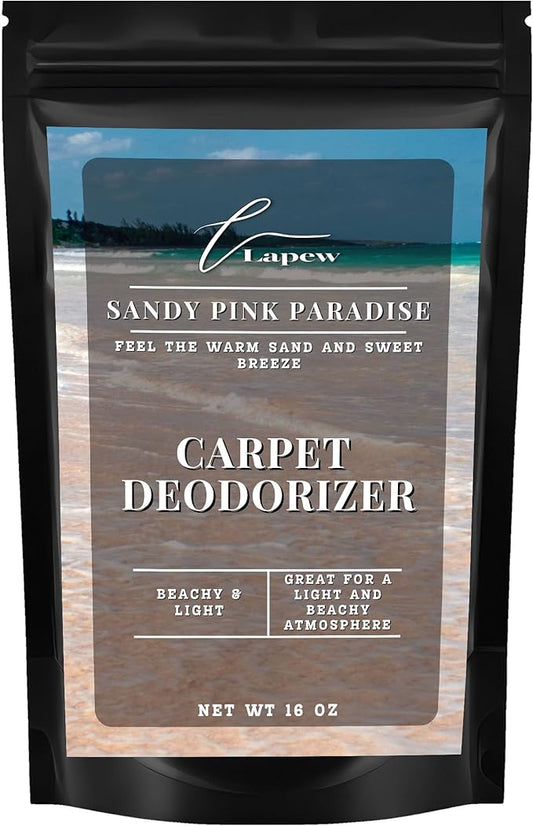 Lapew Sandy Pink Paradise Carpet Deodorizer Powder - Pet Safe Freshener for Vacuuming | Scented Odor Eliminator for Home | 16 oz
