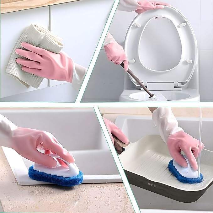 1 pair Reusable Household Gloves, Rubber Dishwashing gloves,Kitchen Cleaning, Working, Painting, Gardening, Pet Care