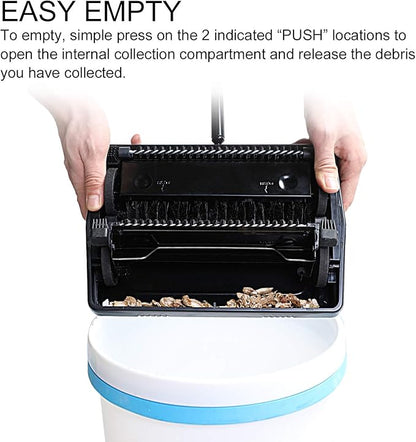 Yocada Carpet Sweeper Cleaner 4 Poles for Home Office Low Carpets Rugs Undercoat Carpets Pet Hair Dust Scraps Paper Small Rubbish Cleaning with a Brush Black