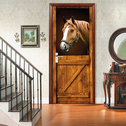 3D Peel and Stick Murals - Horse Wallpaper Self-Adhesive Decals Removable PVC Waterproof Door Poster for Bedroom Living Room 37.4" x 84.6"