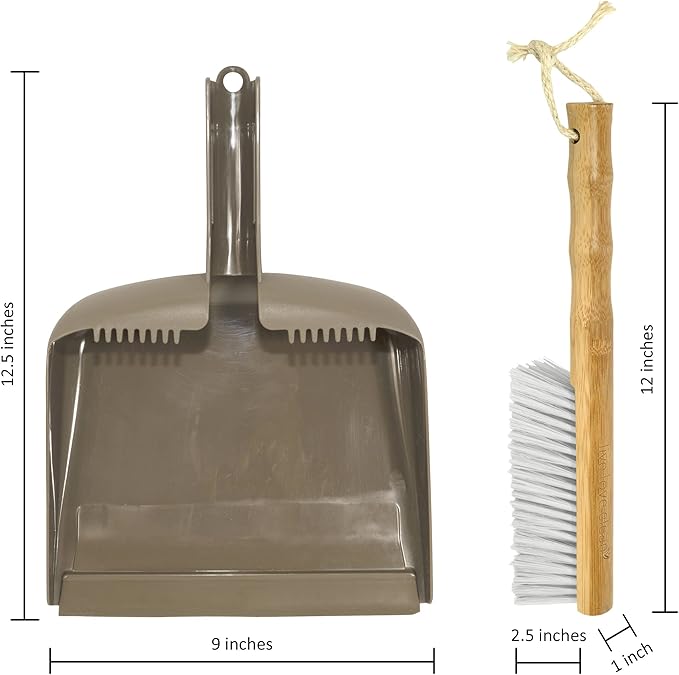 Harper Live.Love.Clean. Snap-Together Bamboo Counter Brush & Resin Dust Pan Set for Cleaning Dust, Pet Hair & Fine Dry Dirt
