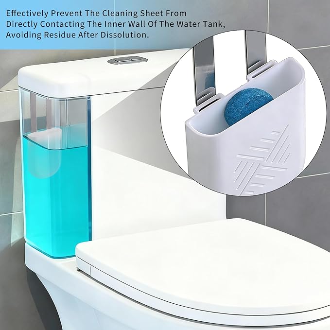 Premium Toilet Tank Tablet Holder – Plastic Hanging Cleaner Caddy (3.7'' x 2.9'' x 0.7'', White) – Toilet Bowl Cleaner Hanging Carrier - Prevents Dissolved Residue in Water Tank