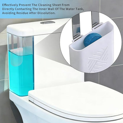 Premium Toilet Tank Tablet Holder – Plastic Hanging Cleaner Caddy (3.7'' x 2.9'' x 0.7'', White) – Toilet Bowl Cleaner Hanging Carrier - Prevents Dissolved Residue in Water Tank