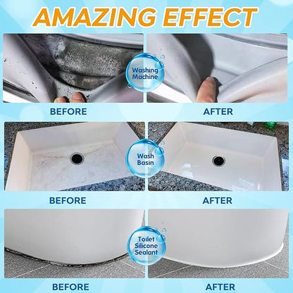 Mold Stain Remover Gel, Washing Machine Cleaner for Front Loader Washer Gasket Rubber Seal Home Stain Removal Gel for Grout, Caulk, Refrigerator, Shower, Bathtub, Bathroom Cleaning Solution (10 Fl Oz)