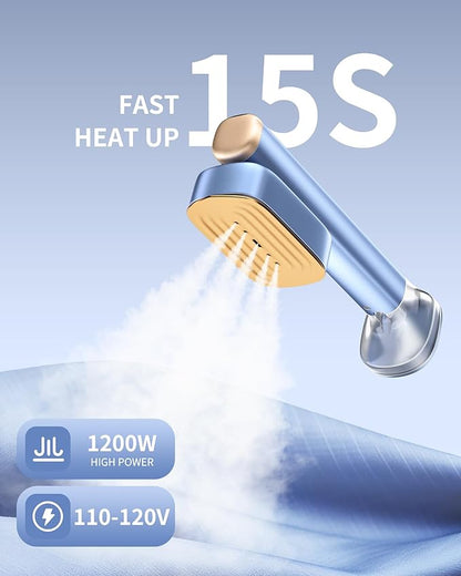 MIYOKO 2-In-1 Steamer & Iron for Clothes, 15s Fast Heat-up 1200W Portable Handheld Garment Steamer, Travel Size with Large Ceramic Heat Panel, 25 G/MIN Powerful Steam Quick Wrinkle Removal, 110V-120V