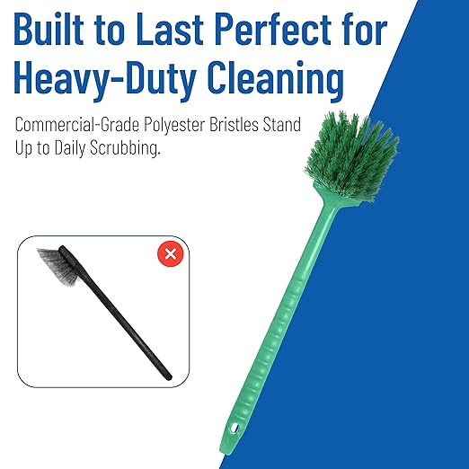 SPARTA 40501EC09 Plastic Large Scrub Brush, Kitchen Brush, Utility Brush With Long Handle For Cleaning, 20 Inches, Green