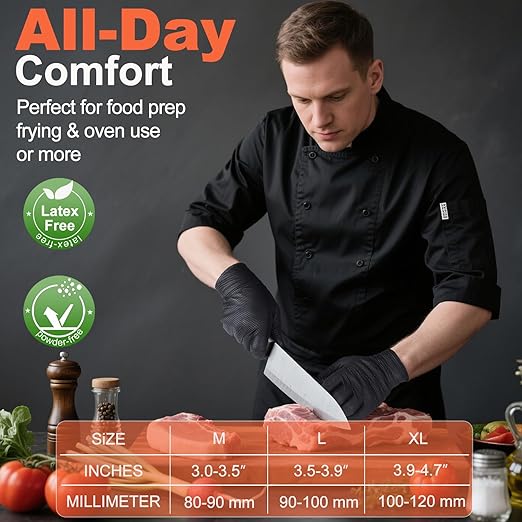 10mil Nitrile-Gloves Disposable - Chemical-Resistant Rubber - Mechanic Gloves Heavy Duty, Latex Free, Diamond Grip (1000,Black Large)