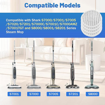 Steam Mop Replacement Pads for Shark S7001 S8201 S8001 S7201 S7000AMZ S7000 S7001TGT S7005 S7020 Series Steam Mop Pads,Steam & Scrub All-in-One Scrubbing Mop Pads,Compare Part #:XKITP7000-4 Pack