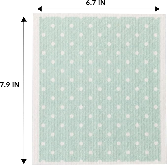 Martha Stewart Swedish Kitchen Absorbent Sponge Dish Cloths, Polka Dots, 8 Count