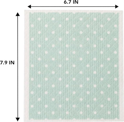Martha Stewart Swedish Kitchen Absorbent Sponge Dish Cloths, Polka Dots, 8 Count