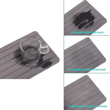 NiuYichee 2 PCS Water Absorbent diatomite Coasters, 8.3" x 4" Water Absorbing Stone Tray for Sink, Stone Drying mat for Kitchen Counter, Stone soap Tray Used for Hand Soaps & toiletries & Plants