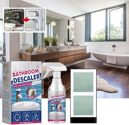 Bathroom Cleaner Spray Foam, Rinse Cleaning for Tub, Tile, Toilet, Shower, Glass Sink, Effectively Removes Stubborn Stains, Limescale, Soap Scum, Bathroom Descaler for Daily, Deep Clean (4PCS)