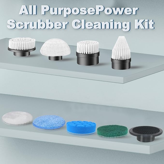 Replaceable Brush Heads Set, 9 Pack Brush Heads for Electric Spin Scrubber, Cordless Spin Scrubber Brush for Most Brands of ANS-8051A&ANS-8050 Electric Cleaning Brush, for Bathroom, Kitchen