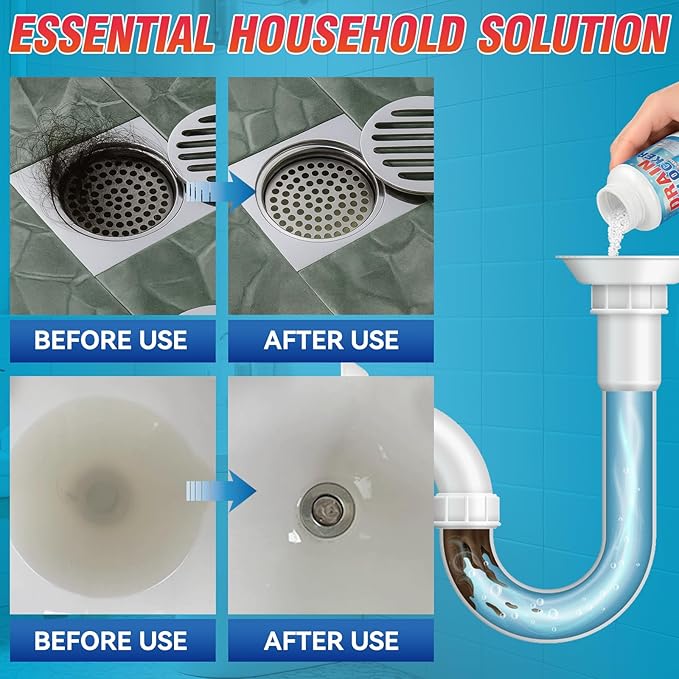 Drain Clog Remover, 260g Drain Cleaner, Pipeline Dredging Agent, Dissolves Hair, Grease & Soap Scum