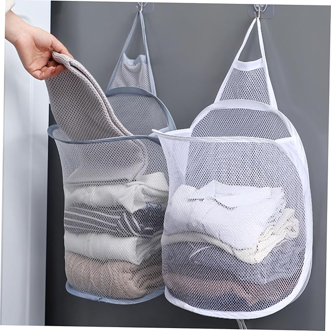2pcs Wall-mounted Hanging Basket Organizer for Dirty Clothes Foldable Portable Storage for Home Organization and Laundry Management