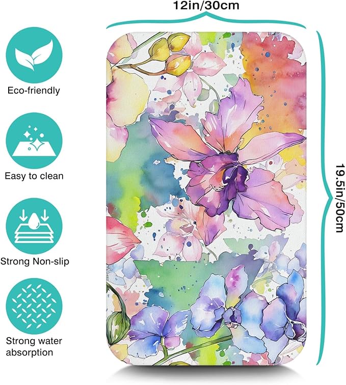 Diatom Mud Drying Mat 12x19.5 Inch - Super Absorbent Fast Dry Kitchen Counter Mat with Non-Slip