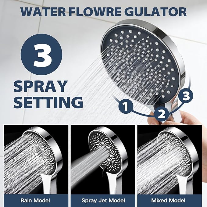Shower Head, Rain Shower Head with Handheld Spray Combo, 8 Inch Adjustable High Pressure Rainfall Shower Head, Dual Showerhead Set with Extension Arm