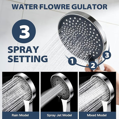Shower Head, Rain Shower Head with Handheld Spray Combo, 8 Inch Adjustable High Pressure Rainfall Shower Head, Dual Showerhead Set with Extension Arm