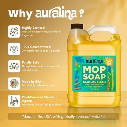Luxury Mop Soap for Floor Cleaning - Highly Scented Brazilian Waves Concentrated Formula - Best Smelling Floor Cleaner for Mopping Tile, Wood & Laminate - R&W - No Residue, Pet Safe (32oz)
