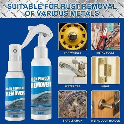 Multi-functional Quick-acting Rust Removal Spray, Iron Powder Remover Spray, Portable Rust Remover Sprays for Metal, for Paint, Tools, Car, Hardware - 100ML (2S+2L)