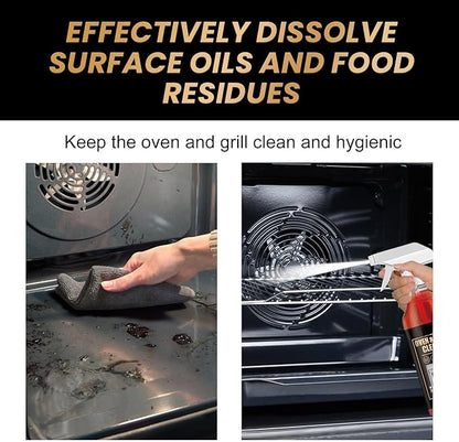 Powerful Oven & Grill Cleaner Spray,Household Outdoor Oven And Grill Cleaner Heavy Duty,Grease/Carbon/Odor Remover,No Harsh Scrubbing,Multi-Surface Safe (2)