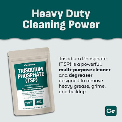 Trisodium Phosphate - TSP Cleaner (4 Oz) Heavy-Duty Cleaner & Degreaser for Walls, Floors & Outdoor Surfaces | Removes Grease, Dirt & Stains | Ideal for Home & Industrial Use
