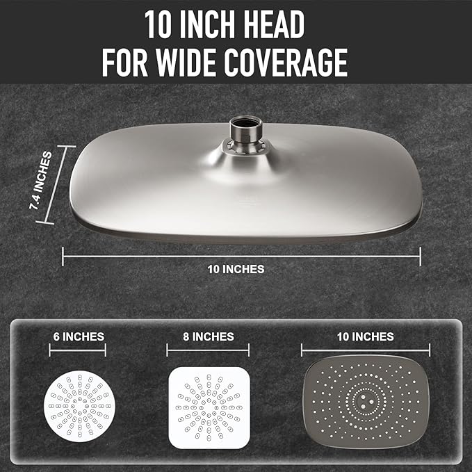 Veken 10'' Rain Shower Head with Handheld, High Pressure Rainfall Showerhead Combo with 5 Handheld Water Spray Modes for Bathroom Accessories, Home Decor, Detachable Dual Shower Heads, Brushed Nickel