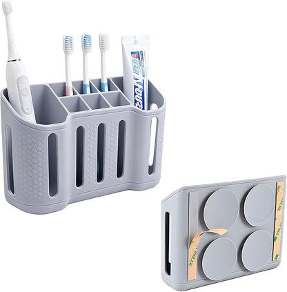 Toothbrush Holders for Bathrooms, Electric Toothbrush, Shaver and Toothpaste Holder, 6 Small Slots &2 Large Slots, Bathroom Organizer and Storage, Bathroom Accessories (Gray)
