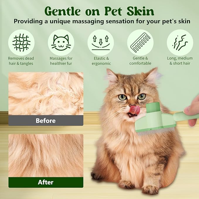 2-in-1 Flea Comb & Electrostatic Glove Set for Cats & Dogs | Removes Fleas, Tangles, Loose Hair & Dander | Bonus Pet Hair Remover for Furniture, Carpet & Bedding