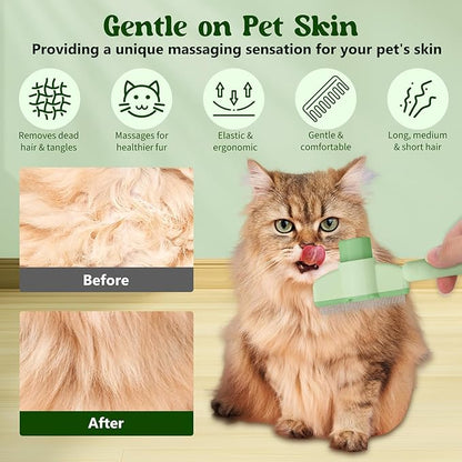 2-in-1 Flea Comb & Electrostatic Glove Set for Cats & Dogs | Removes Fleas, Tangles, Loose Hair & Dander | Bonus Pet Hair Remover for Furniture, Carpet & Bedding