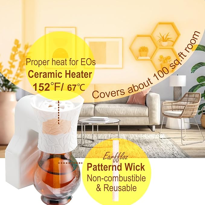 Plug in Air Freshener Odor Eliminating Lemon+TeaTree (1 fl.oz), Diffuser and Essential Oil Set, 30 Days' Non-Toxic Natural Strong Fragrance Room Scent Pluggable Starter Kit