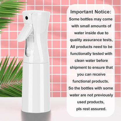 (White Hair Mister Spray Bottle，Spray Water Bottle Fine Mist Refillable Plants（6.8OZ /200ML） Barber，Showering Pets, Plants, travel, Ironing and Cleaning ﻿ ﻿ ﻿(Continuous Spray)