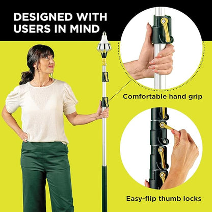 DOCAZOO DOCA Telescoping Pole 7-30 Ft - Extension Pole for Cleaning, Feather Duster, Window Washing Kit, Paint Roller, Window Squeegee - High Reach Extendable Kit for Indoor & Outdoor - Pole Only