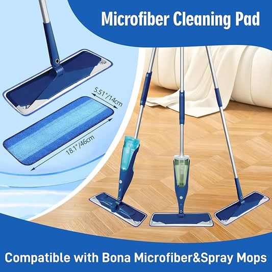 4 Pack Microfiber Cleaning Pads Compatible with Bona Mops, Safe for Hardwood and Hard-Surface Floors, Washable, Reusable
