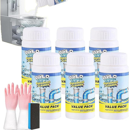Wild Tornado Sink and Drain Cleaner, Wild Sink and Drain Cleaner - Foam Clog Remover for Kitchen Sinks, Bathroom Pipes, Toilets | Fast-Acting Formula (6pcs)