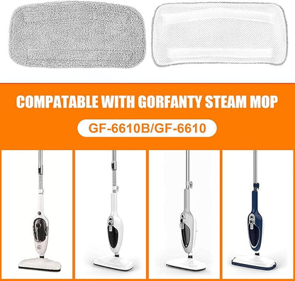 6 Pack Steam Mop Replacement Pads For GorFanty Steam Mop GF-6610B & GF-6610， and Fit For Neugo NE033 NE033M Series Steam Mop Steamer Cleaner，Washable & Reusable Microfiber Steam Mop Cloth