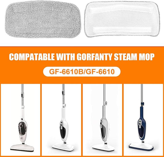 6 Pack Steam Mop Replacement Pads For GorFanty Steam Mop GF-6610B & GF-6610， and Fit For Neugo NE033 NE033M Series Steam Mop Steamer Cleaner，Washable & Reusable Microfiber Steam Mop Cloth