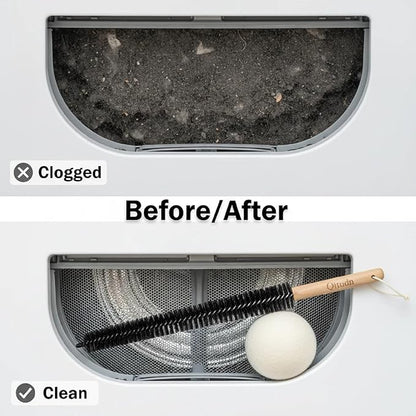 16.5" Dryer Vent Cleaner Kit with 3 Wool Dryer Balls | Lint Remover Tool for Fire Prevention & Faster Drying | Reusable Pet Hair Brush for Dryer Duct Maintenance | Laundry Care Essential