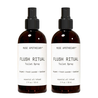 Muse Apothecary Flush Ritual - Aromatic & Refreshing Toilet Spray, Use Before You Go, 2 oz, Infused with Natural Essential Oils - Bergamot + French Lavender + Sandalwood, 2 Pack