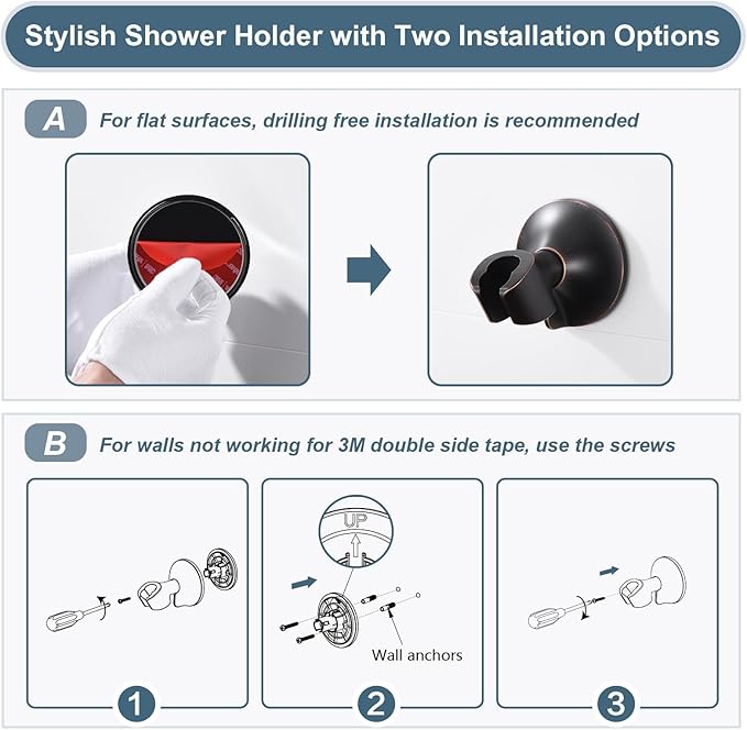 BRIGHT SHOWERS High Pressure Rain Shower Head Combo with Double Extension Arm, 8 Inch Rainfall Shower Head with Handheld Spray, Height Adjustable Dual Square Showerhead Set, Oil-Rubbed Bronze