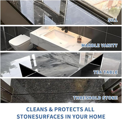 200g Stone Cleaner Granite Cleaner Marble Polish Travertine Countertop Cleaning Polishing Powder Marble Stain Remover Powder Tile Floor Care Waterless Polishing (Comes with Sponge Wiper & Glove)