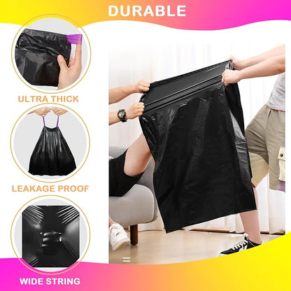 2.6 Gallon Drawstring Trash Bags, 40 Count Black