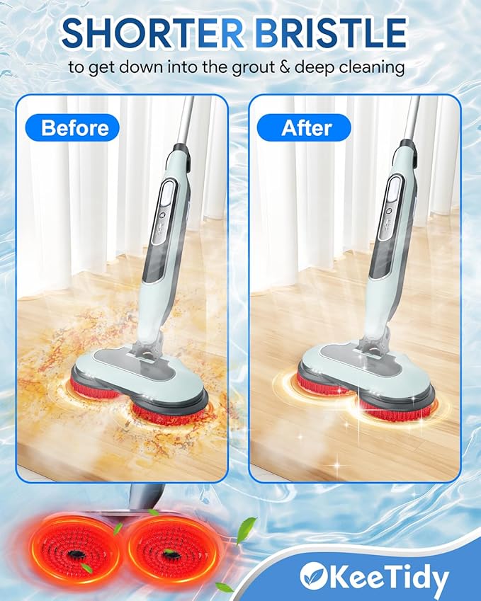 Steam Mop Pads Replacement Brush Head Compatible with Shark Steam and Scrub Mop S7000 S8201 S7001 s7201 Shorter Bristle Professional Cleaning and Polishing Brush (Red, 2 Brush)