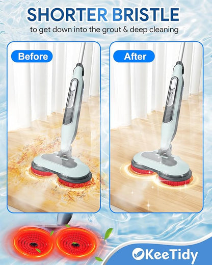 Steam Mop Pads Replacement Brush Head Compatible with Shark Steam and Scrub Mop S7000 S8201 S7001 s7201 Shorter Bristle Professional Cleaning and Polishing Brush (Red, 2 Brush)