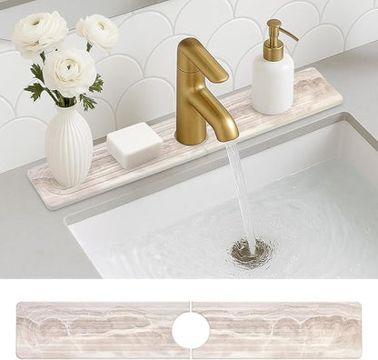Large Stone Faucet Mat for Kitchen Sink Water Catcher Diatomite Quick Dry Stone Mat Kitchen Sink Splash Guard Protectors Water Absorbing Tray Absorbent Faucet Mats for Bathroom Counter Accessories